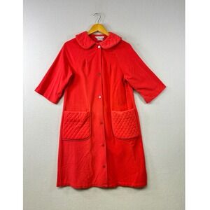Vintage Campus Girl Quilted Pocket Button Front House Coat Bathrobe Size 10